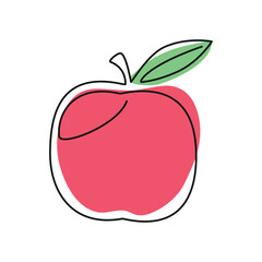 Poster - apple fruit line drawing