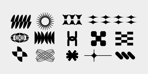 futuristic shape asset streetwear element collection icon bundle hud interface game technology separ