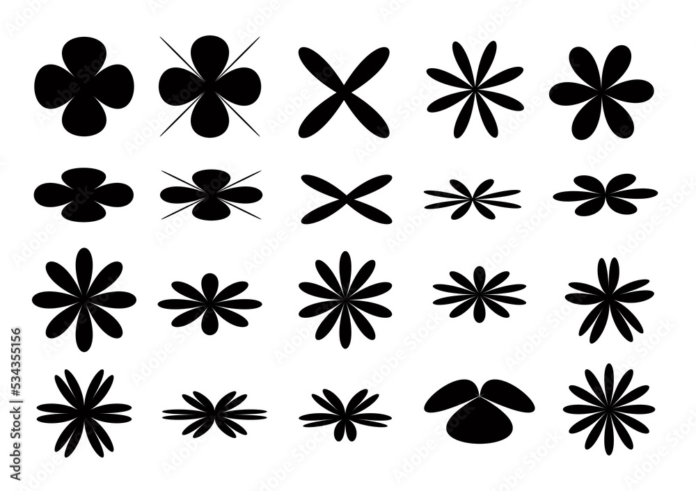 Flower Shadow Shape Silhouette shape of flowers on white background Stock Vector | Adobe Stock