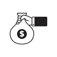 Canvas Print - Hand holding a bag of money vector illustrations with black and white design