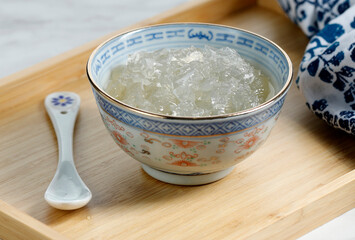 Chinese Bird Nest Soup on Ceramic Bowl