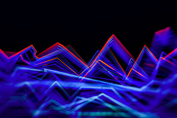 Aufkleber - Data Science abstract technological background in vibrant colors with blured waves. Futuristic hi-tech banner.