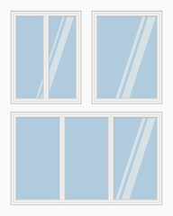 apartment white window frames set isolated vector flat illustration