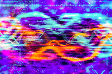 Aufkleber - Data Science abstract technological background in vibrant colors with blured waves. Futuristic hi-tech banner.