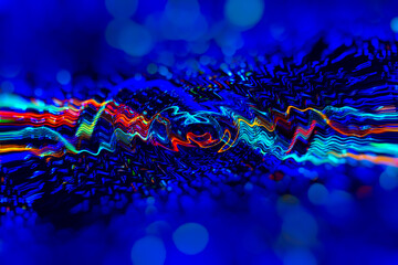 Aufkleber - Data Science abstract technological background in vibrant colors with blured waves. Futuristic hi-tech banner.