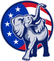 Wall Mural - Republican Elephant Mascot USA Flag