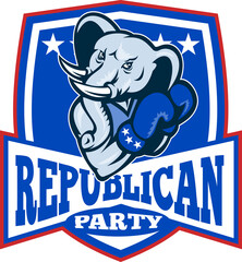 Wall Mural - Republican Elephant Mascot Boxer Shield