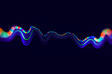 Aufkleber - Data Science abstract technological background in vibrant colors with blured waves. Futuristic hi-tech banner.