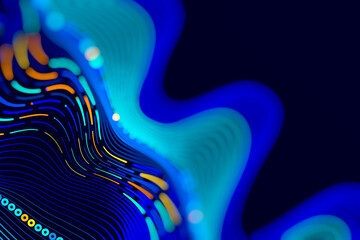 Aufkleber - Data Science abstract technological background in vibrant colors with blured waves. Futuristic hi-tech banner.