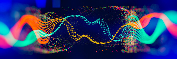 Aufkleber - Data Science abstract technological background in vibrant colors with blured waves. Futuristic hi-tech banner.