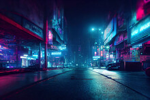 Nighttime Cyberpunk City Illustration