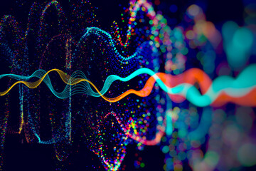 Aufkleber - Data Science abstract technological background in vibrant colors with blured waves. Futuristic hi-tech banner.