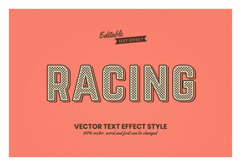 Wall Mural - Racing retro vintage text effect style editable