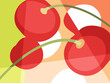Abstract fruit design in flat cut out style. Close up view of red cherries. Vector illustration.