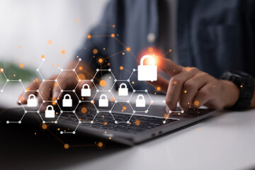 Poster - Internet safety and the idea of personal data privacy. Prevent hacker attacks on your network and keep important data safe.