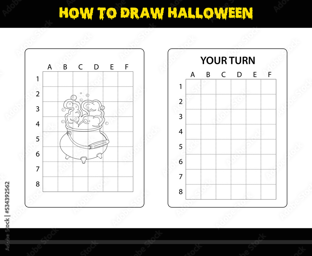 How to draw Halloween for kids. Halloween drawing skill coloring page ...