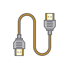 Sticker - HDMI cable icon in color, isolated on white background 