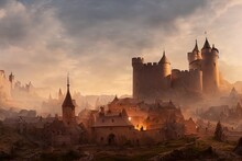 Medieval Town With Castle