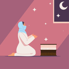 Wall Mural - praying woman muslim culture