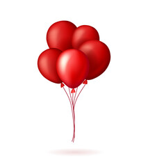 Red balloons bunch in realistic style