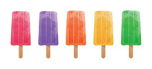 set of different Flavored ice pops ,fruity popsicle, watercolour style vector illustration.