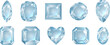 A set of diamond jewellery stone gemstone cuts shapes