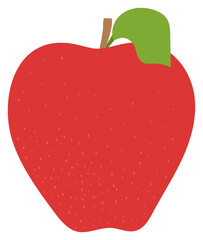 Wall Mural - Red apple fruit with leaf. Hand drawn sketch. Sweet food