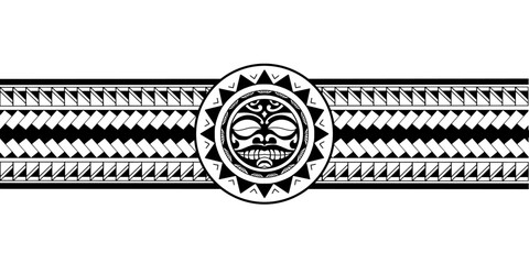 Wrap around arm polynesian tattoo design. Pattern aboriginal samoan.