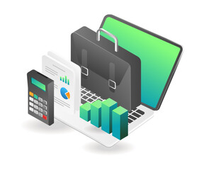 Aufkleber - Business bag on computer data analyst