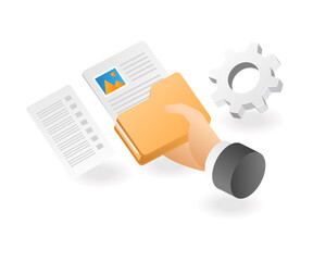 Leinwandbilder - Hand holding data folder