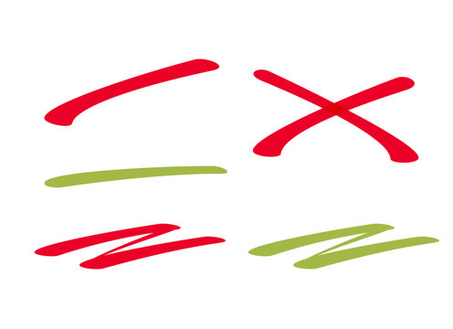 Strikethrough strike marker line set vector or underlined emphasized stressed accent red green handdrawn handwriting pen doodle clipart graphic, cross out scribble highlight clip art image