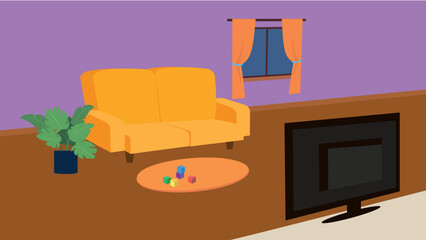 Poster - Living room interior, illustrations, vector