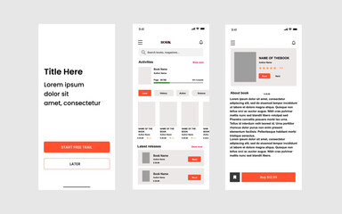 Wall Mural - Online Book reading App design for mobile and responsive. UI UX design template. vector illustration.