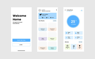 Wall Mural - Smart Home app service mobile application template. UI, UX, GUI design element. vector illustration