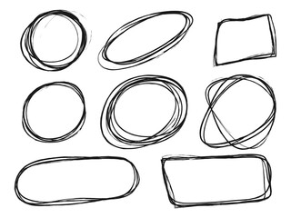 Poster - Hand drawn scribble line circles. Doodle circular for message note mark design element. vector illustration