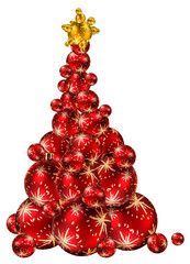Wall Mural - christmas tree made of red and gold decoration balls isolated