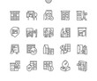 © palau83 - Parcel machines. Automated parcel locker with mailbox. Pack station. Street post terminal. Pixel Perfect Vector Thin Line Icons. Simple Minimal Pictogram