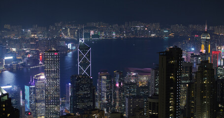 Fototapete - Hong Kong city at night