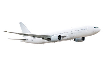 wide body passenger airliner flying isolated on transparent background