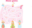 Maze puzzle. Help princess find objects. Activity for toddlers and kids. educational children game