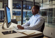 © N Lawrenson/peopleimages.com - Businessman typing on computer with internet analytics in an office at night. Professional entrepreneur send email, doing online research, analysis and reading report trying to reach work deadline