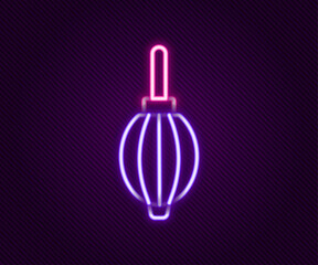 Poster - Glowing neon line Dust blower icon isolated on black background. Air duster. Lens cleaner. Camera sensor cleaning. Colorful outline concept. Vector