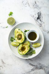 Canvas Print - Avocado with peanut and soy sauce