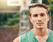 © C Coetzee/peopleimages.com - Basketball, fitness man and face with goals for wellness exercise, competition workout or professional training. Portrait, sports athlete and player with mindset for match or game on court