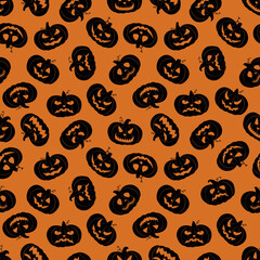 Sticker - Seamless vector pattern for Halloween design. Halloween pumpkins in cartoon style.