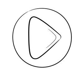 Leinwandbilder - Hand drawn play icon. Minimalistic image of a doodle style icon. Isolated vector illustration.