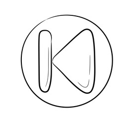 Leinwandbilder - Rewind icon for music and video hand drawn. Button in doodle sketch style. A simple doodle drawing scheme. Vector illustration.