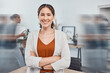 © C Coetzee/peopleimages.com - Employee portrait, office busy and woman in leadership at advertising company with smile as management for startup. Marketing employee, manager or boss happy working at fast corporate agency