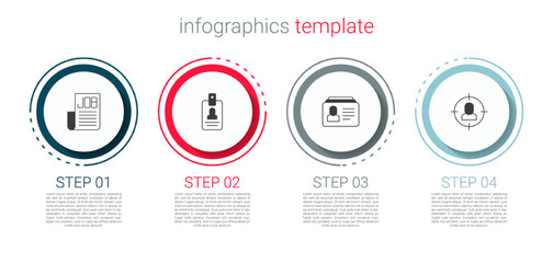 Sticker - Set Search job, Identification badge, Resume and Head hunting. Business infographic template. Vector