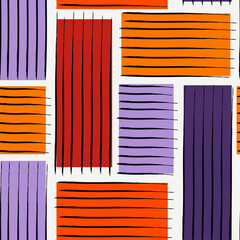Wall Mural - Paint brush geometric seamless pattern. Artistic hand drawn modern print. Linocut style background. Modular grid ornament. Trendy contemporary geo wallpaper